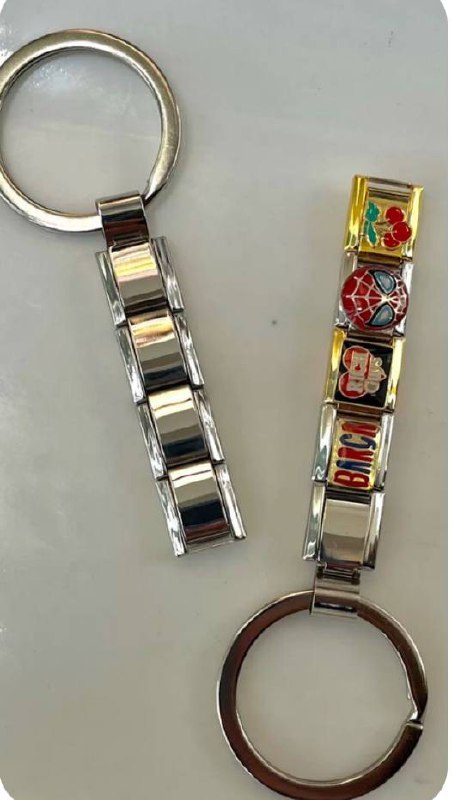 Two keychains on a white background