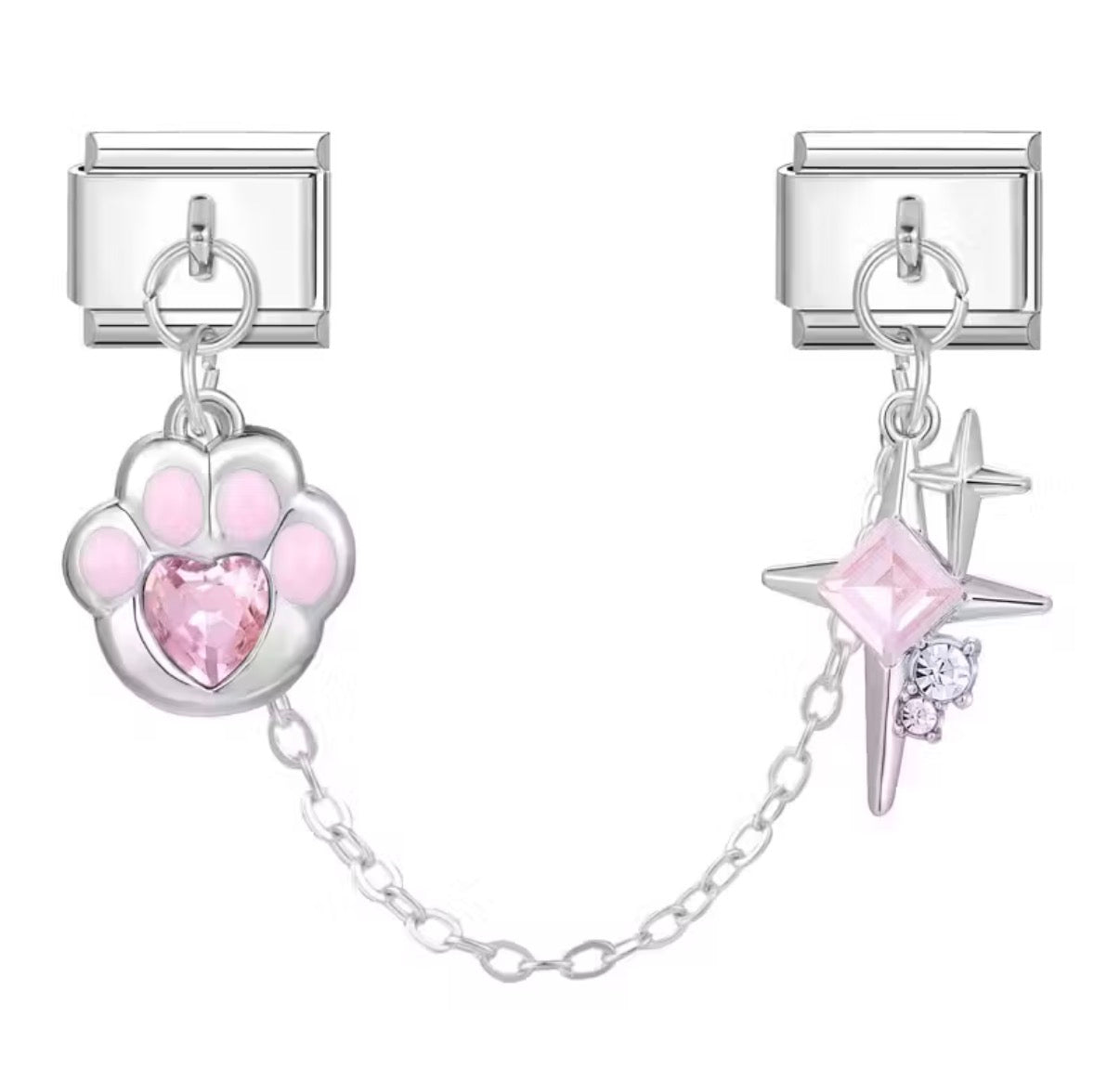 Pink Paw + Pink Star Dangly